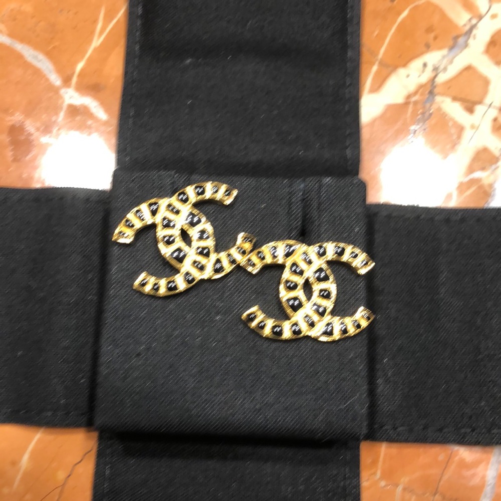 Chanel Resin Along the Nile CC Earrings Gold/Black -   Sold out everywhere